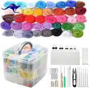 Needle Felting Kit, Needle Felting Beginner DIY Kit with 40 Colors Wool, Storage