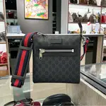 GUCCI 523599 黑色PVC 藍紅藍背帶日字包 斜背包 (Y1829) 全新商品