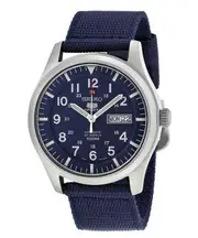 Seiko 5 Sports Automatic Nylon Strap Blue Dial Day/Date SNZG11K1 Mens Watch