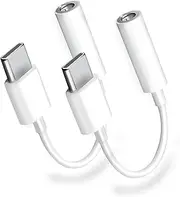 [MFi Certified] iPhone 16 Headphone Adapter, 2 Pack USB Type C to 3.5mm Headphone Jack Aux Audio Cable Dongle Adapter for iPhone 16/16 Plus/16 Pro/16 Pro Max/15/15 Plus/15 Pro/15 Pro Max, iPad Pro