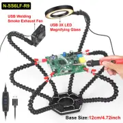 Soldering Helping Hands Third Hand Tool with 3X Magnifier LED Flashlight USB Wel