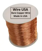 Bare Copper Round Wire 2 Lb. Spool Choose Gauge, ( Half Hard ) Solid Copper