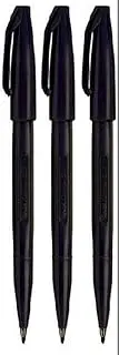 Pentel Black S520-A Original Fibre-Tipped Sign Pen - 2mm Nib 1mm Line Width - Pack of 3