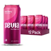 Zevia Black Cherry Soda 16 Fl Oz Pack of 12 Zero Sugar Naturally Sweetened