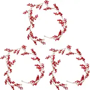 3x LVD Garland Red Berries Decorative Sculpture Ornament Home/Lounge Decor