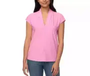 Women's Buffalo David Bitton V-Neck Cap Sleeve Blouse Pink Size M NWT