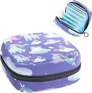 Period Bag,Sanitary Napkin Storage Bag,Cartoon White Rainbow Unicorn,Tampon Holder for Purse