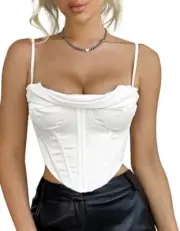 Satin Cowl Neck Fish Boned Zip Back Adjustable Spaghetti Straps Bustier Size XS