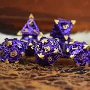Dragon's Lair Hollow Metal Dice Set - Purple Brand New
