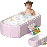 Wedhapy Foldable Baby Bathtub, Portable Baby Bathtub with Non-Slip Base for 0-8 Years Old Children, Multifunctional Easy Storage for Small Spaces