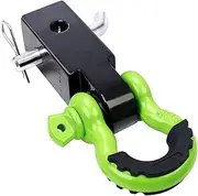 Shackle Hitch Receiver 2 inch with Hitch Pin, 41918 Lbs Break Strength Never Rust Receiver Shackle Bracket Heavy Duty and Solid with 3/4'' D Ring Shackle, Towing Accessories for Trucks Green