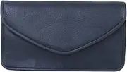 [Luigi] Women's Leather Clutch – 3, 1 Zipper Compartment,Card Holder Slot,Press Button Lock(Navy), Compact, Navy, Compact