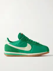 [Nike] Nike - Cortez Leather And Suede-trimmed Shell Sneakers - Bright green - US11.5 US11.5 Green