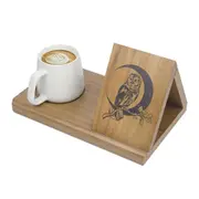 Wooden Small Book Shelf with Drink Glass Pen Holder Triangle Bookmark Book Rest