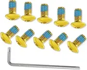 12 Pcs Bicycle Disc Brake Bolts M5x10mm MTB Rotor Bolts Gold Bicycle Rotor Screws with 1 Pcs T25 Torx Wrench L for Road Bike Mountain Bike