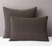 RH Restoration Hardware NAYA STRIATED SILK & WOOL King SHAM Washed Black Wheat