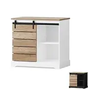 ALFORDSON Buffet Sideboard, Cupboard Cabinet with 2 Shelves and 1 Wooden Sliding Door, Pantry Organiser for Kitchen, Hallway, Living Room and Bedroom, White & Wood