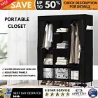 Portable Clothes Closet Wardrobe Storage Cabinet Organiser Shelf Black