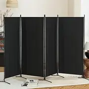Artiss Room Divider, 4 Panels Fabric Folding Privacy Portable Screen Shelf Dividers Partition Wall Screens Home Pet Child Indoor Balcony Bedroom Furniture, Separator Water-Resistant Black