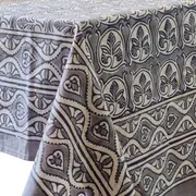 Kolka Lotus Handle BlockPrinted Simple Dining Table Tablecloth Grey