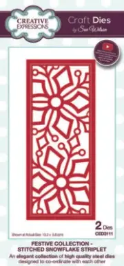 Sue Wilson Die Stitched Snowflake Striplet Checkerboard Poinsettia LatticeRibbon