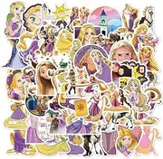 50 pcs Tangled Cartoon Stickers for Girl and Kids, Cute Princess Decal for Teen Water Bottle Bike Skateboard Laptop Luggage Travel Case Bike Guitar (Rapunzel)