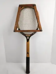 TA Davis Cross Grain Wooden Tennis Racket w/ Head Protector - 4 5/8, Strung