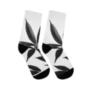 White and Black Canna Leaf Socks