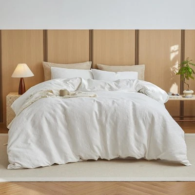 100% Cotton Waffle Weave Duvet Cover Set King Size 3 Pieces (1 Duvet Cover 10...
