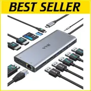 Multiport USB-C Hub with HDMI, DisplayPort, Ethernet for Dell and Lenovo Laptops