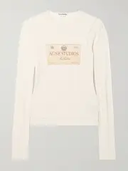 [Acne Studios] Acne Studios - Layered Printed Ribbed Modal And Linen-blend Jersey Top - Ivory - xx small xx small Ivory