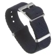 One-piece Watch Band 22mm Width Slip-Thru Nylon Watch Strap for Men, Black Blue