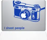 The Decal Guru I Shoot People Camera Decal Vinyl Sticker, 12" MacBook, Dark Blue