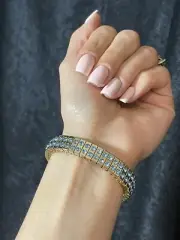 December Birthday gift for women Lady Blue bracelet bangle 24k GOLD Handmade 2ct