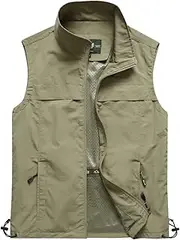 [QtthZZr] Men's Vest Casual Photography Fishing Waistcoat Sleeveless Multi-Pocket Jacket Outdoor Practical Breathable Gilet