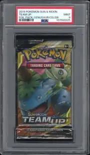 2019 POKEMON SUN & MOON TEAM UP SEALED FOIL PACK VENUSAUR & CELEBI PSA 9 MINT