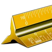 Aluminum Architectural Scale - 12" Imperial, Triangle Drafting Ruler (Golden)