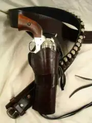 LEATHER WESTERN TOOLED HOLSTER GUN DROP LOOP FAST DRAW RIG SASS GUN