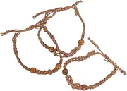 [BEBEMOKO] 3pcs Adjustable Stone Cage Bracelet: Empty Crystal Bracelet Holder - Braided Crystal Cage Wrist Band - Netted Cord with Natural Wood Bead for Jewelry Making Crafting and Charm