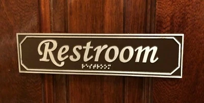 Braille Restroom: Urban-Chic Series, Aluminum Sign 9 5/8" X 3/16" X 2 3/8"