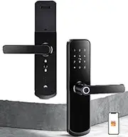 Life Ecological Aluminum Alloy Smart Door Lock with Lever Handle | 5-in-1 Keyless Entry, Fingerprint, Touchscreen Keypad, IC Card, Remote in-App Entry, Monitoring and Mechanical Keys (F260_5050)
