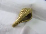 Vintage Brass Tribal Engraved Om Trishul Trumpet Conch Sea Shell Ritual Sankh