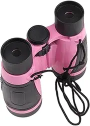 Kids Binoculars Toy Shockproof Telescope Large View 5x30 Portable Compact Binoculars Magnification Toy for Exploration Bird Watching Hiking, Pink