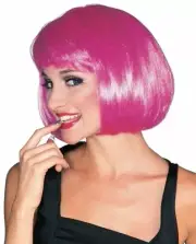 Supermodel Hot Pink Bob Costume Wig Bangs Short Accessory Model Adult 80s 20s