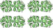 uxcell 4Pcs Rhinestone Crystal Applique, Rhinestone Iron on Patch, Bow Hot Fix Crystal Sewing Applique for Bridal Sash Wedding Dress Shoes Bags, Green