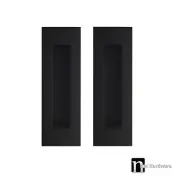 2 Matt Black Flush Pulls (150mm x 50mm) - Sliding Door Handles