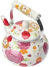 Whistling Kettle， Whistling Enamel Teapot Floral Enameled Teakettle Hot Water Pot for Stovetop Household Hot Water Boiling Pot