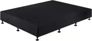 Palermo King Single Ensemble Frame Bed Base - Linen Fabric - Midnight Black - Premium Linen Fabric Upholstered Bed Base