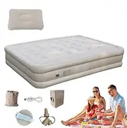 Camping Inflatable Mattress, Thickened Double Camp Bed Self-Inflating Camping Mattress, Luxury Sleeping Pad Portable Airbed Mat with Built-in Pump for Backpacking