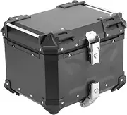 Motorcycle Tail Box, 45L Universal Aluminum Motorcycle Trunk Top Case, Waterproof Black Motorcycle Top Box for Luggage Storage, for Honda, for Kawasaki, for Suzuki, for Yamaha, for Triumph